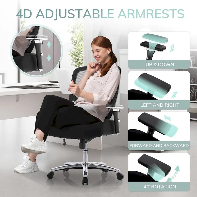 Chaise de bureau ergonomique réglable avec support lombaire