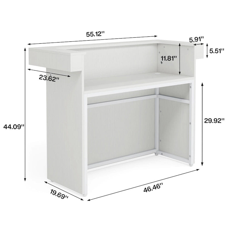 Comptoir d'accueil LED avec 2 passe-câbles