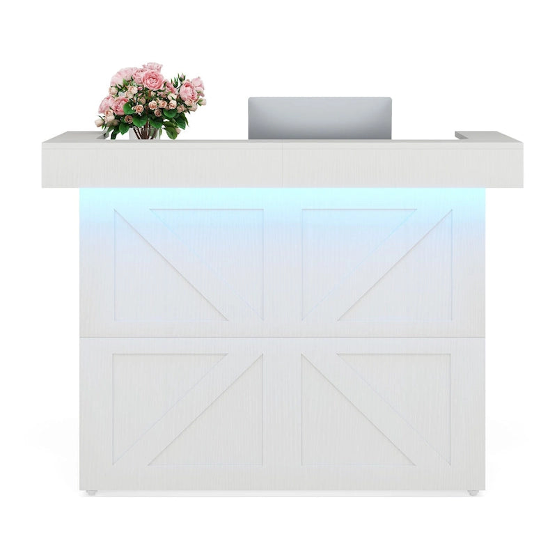 Comptoir d'accueil LED avec 2 passe-câbles