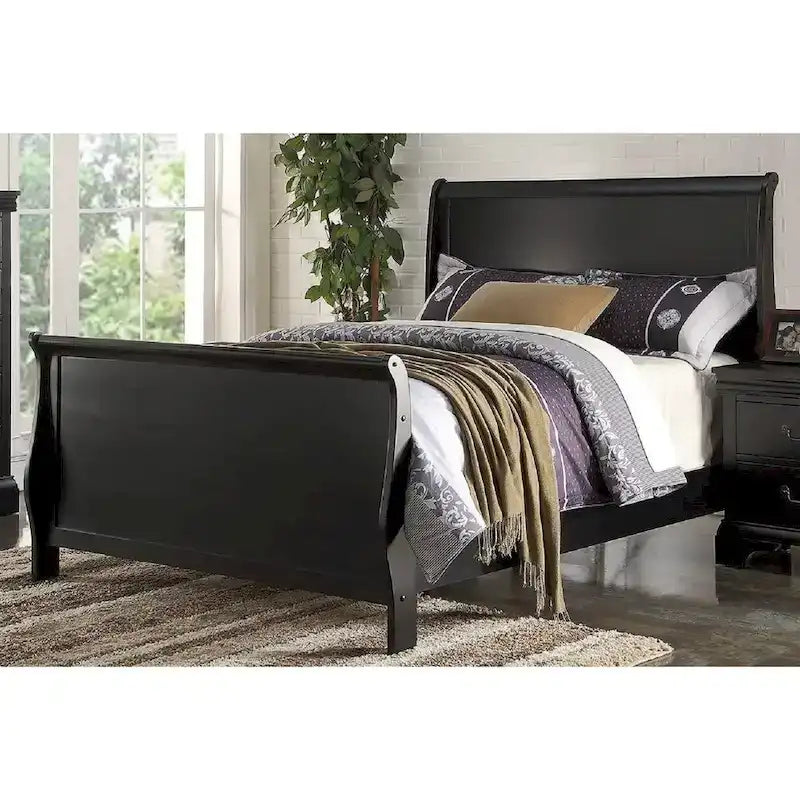 Cadre de lit King size avec tête et pied de lit traîneau