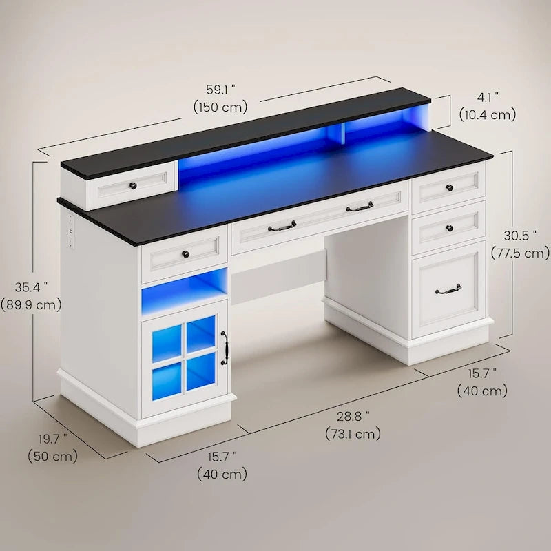Bureau de direction avec tiroirs et armoire de rangement
