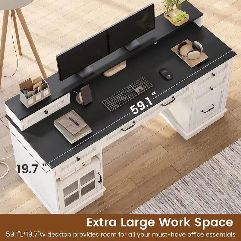 Bureau de direction avec tiroirs et armoire de rangement