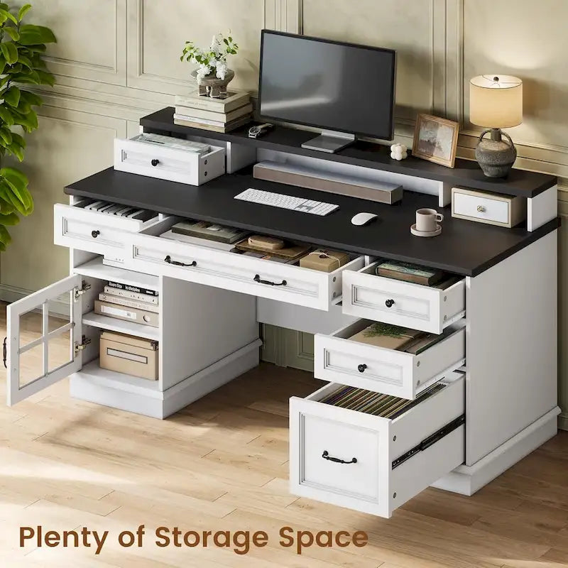 Bureau de direction avec tiroirs et armoire de rangement