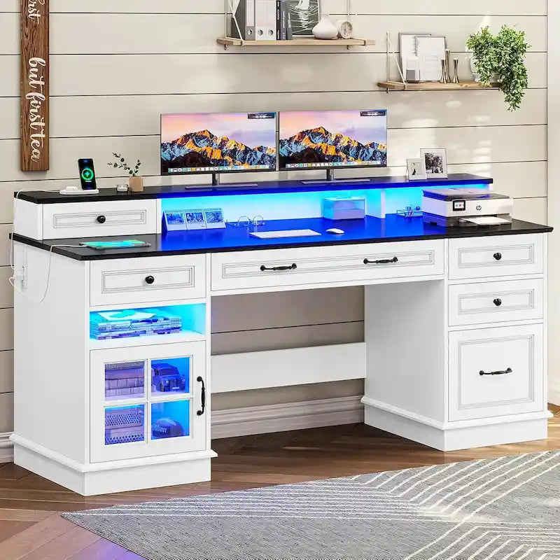Bureau de direction avec tiroirs et armoire de rangement