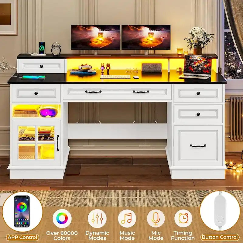 Bureau de direction avec tiroirs et armoire de rangement