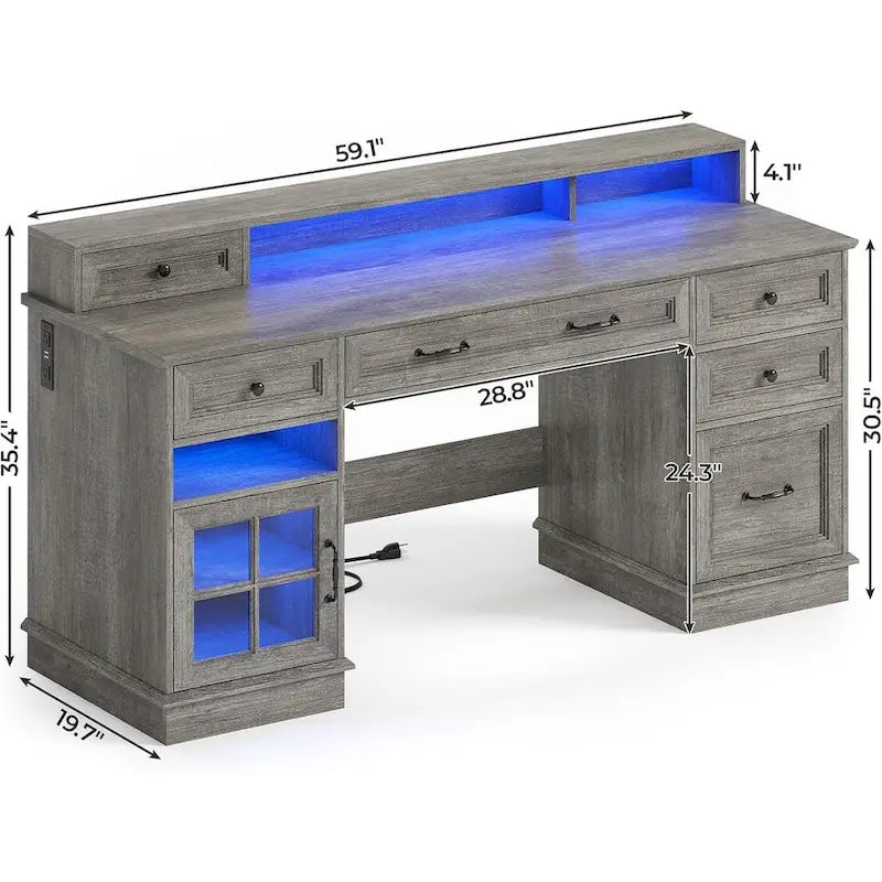 Bureau de direction avec tiroirs et armoire de rangement