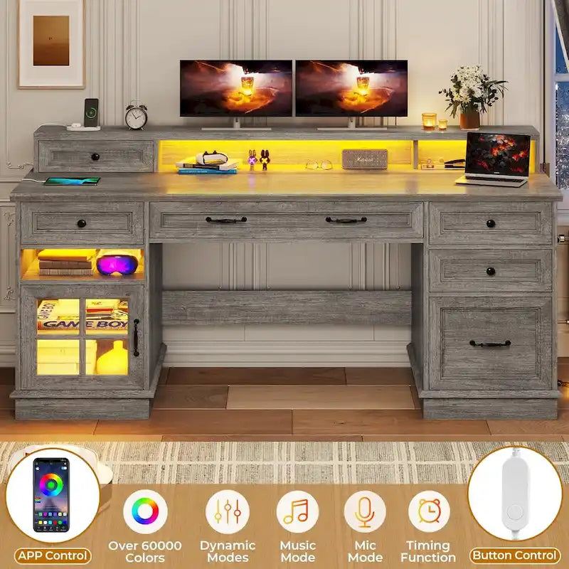 Bureau de direction avec tiroirs et armoire de rangement