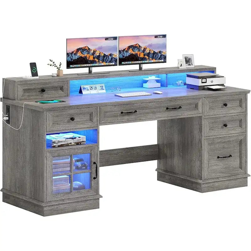 Bureau de direction avec tiroirs et armoire de rangement