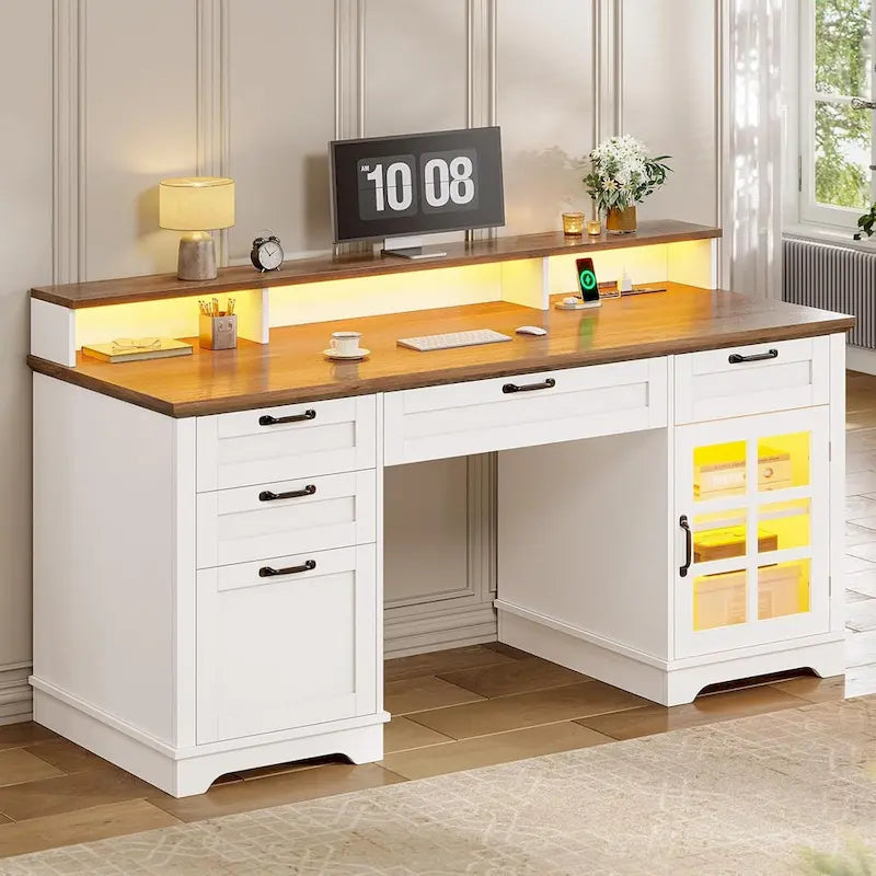 Bureau de direction avec tiroirs et armoire de rangement