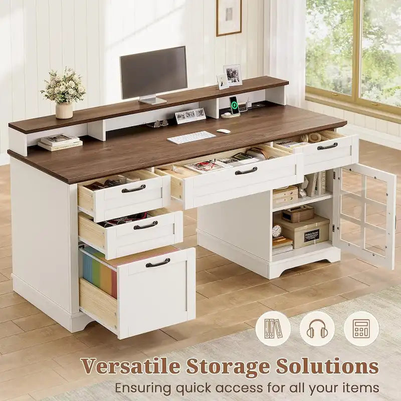 Bureau de direction avec tiroirs et armoire de rangement